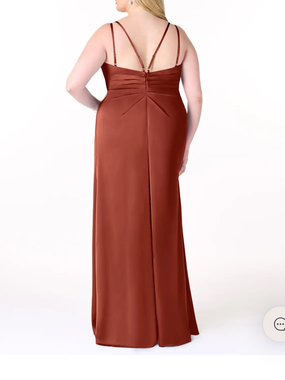 Elegant Terracotta Satin Evening Gown with Adjustable Straps